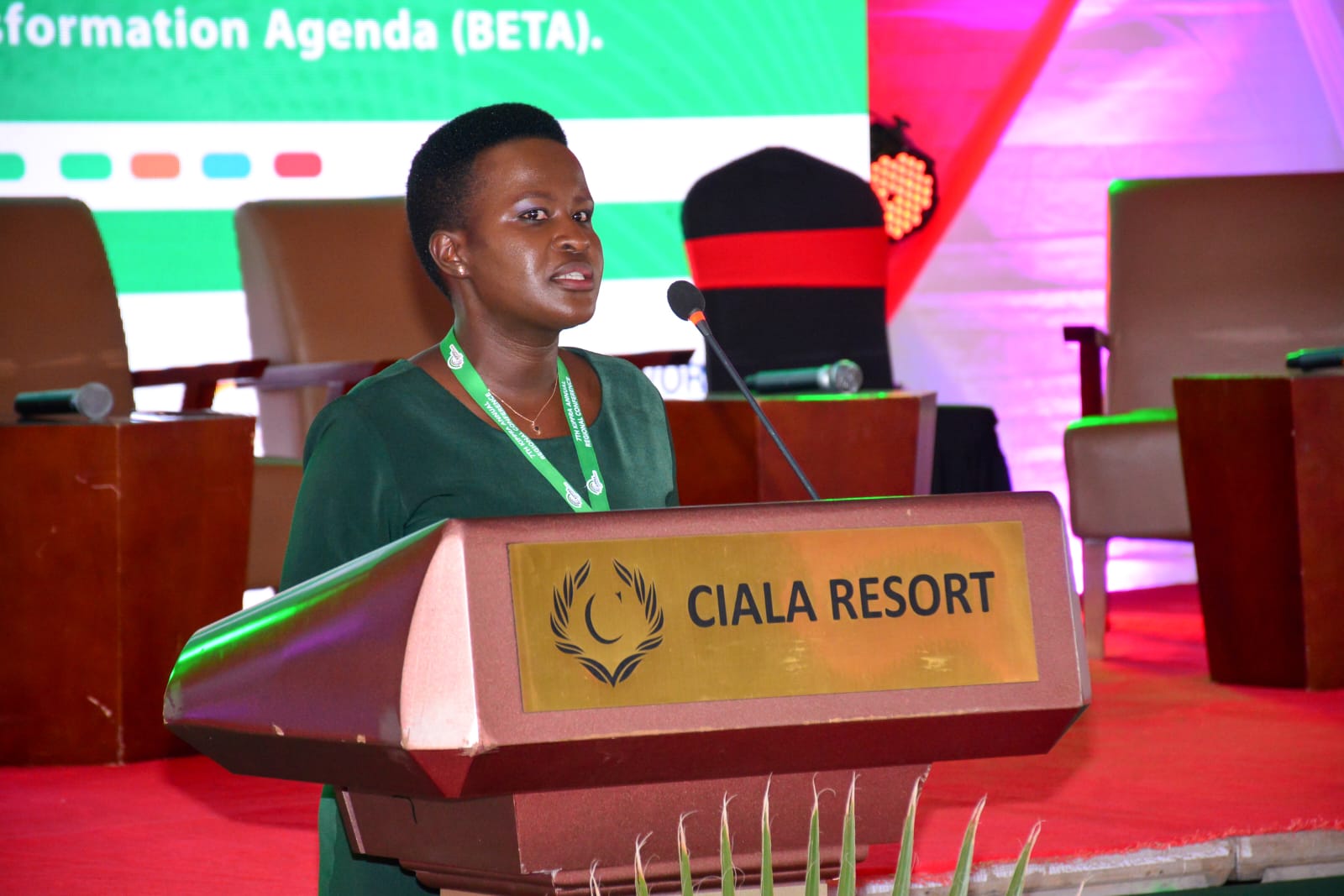 Senator Esther Okenyuri, the Vice Chairperson of the Senate Standing Committee on Trade, Industrialization and Tourism addresses the participant